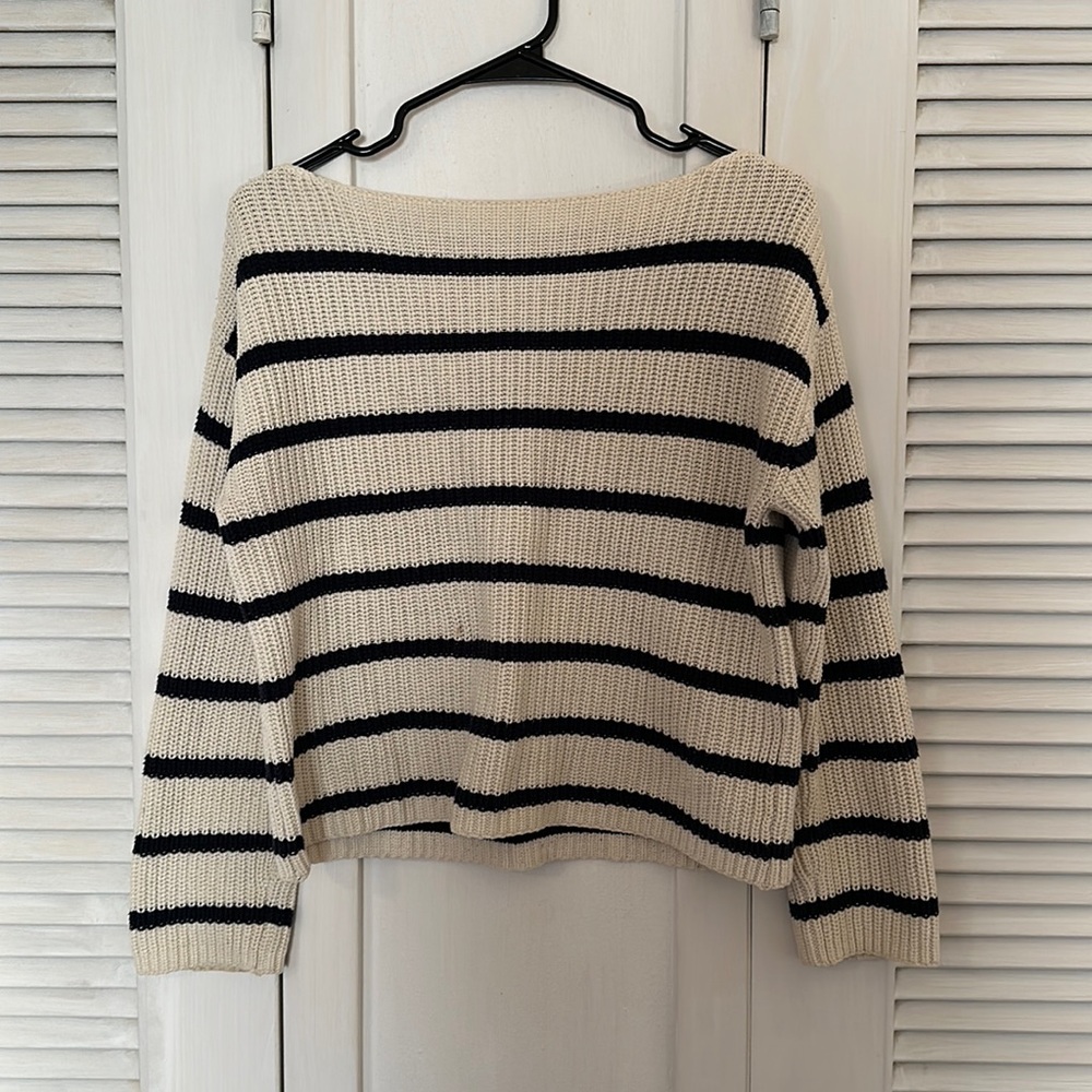 Striped cream and black sweater H&M